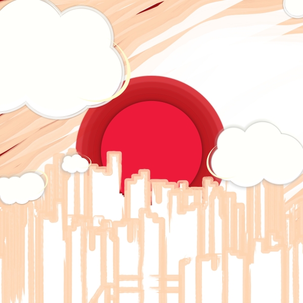 Illustration représentant une ville et l'énergie nécessaire à son fonctionnement symbolisée par un énorme rond rouge la surplombant. 